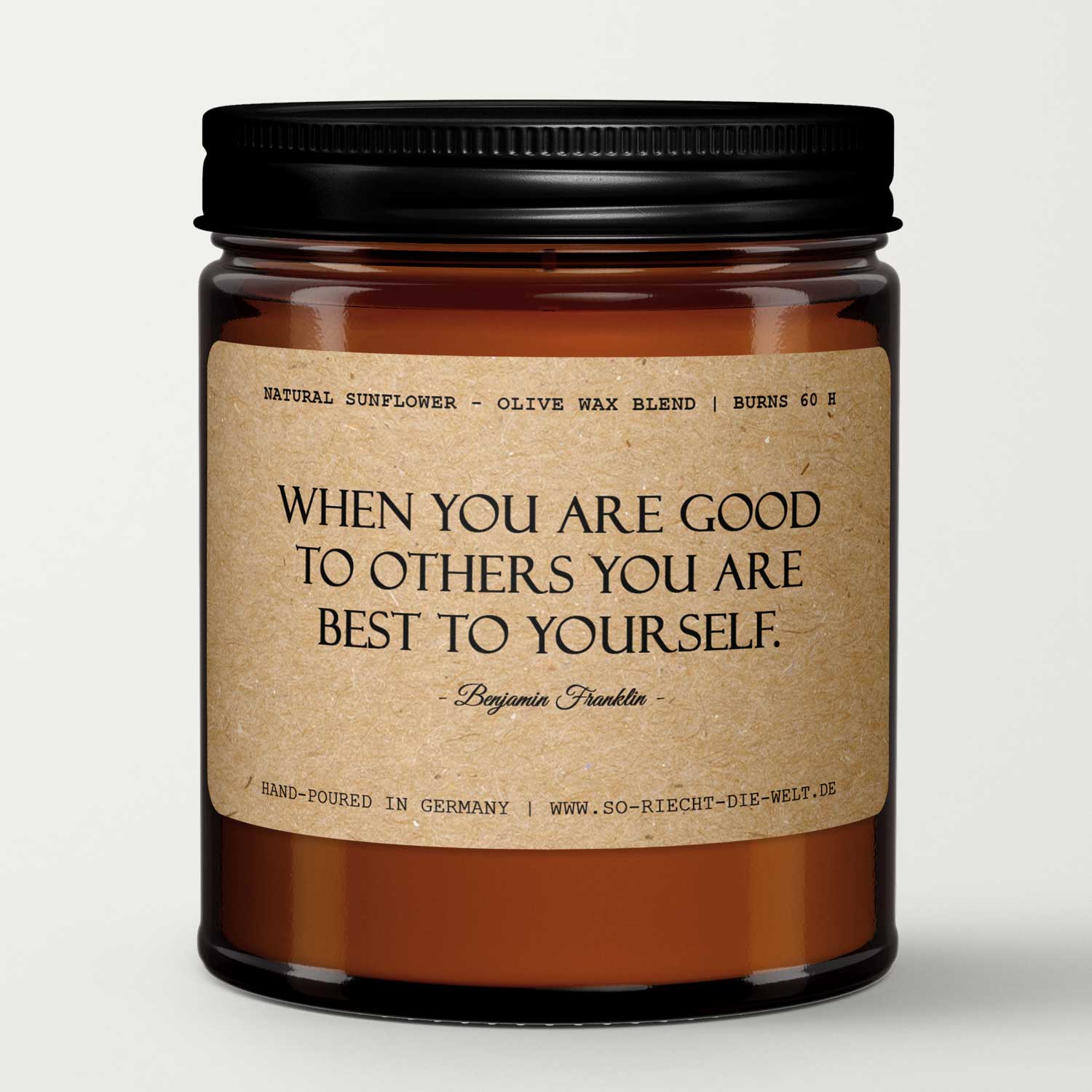 Duftkerze „Be Good" | Zitat Benjamin Franklin | GlowHaus-0