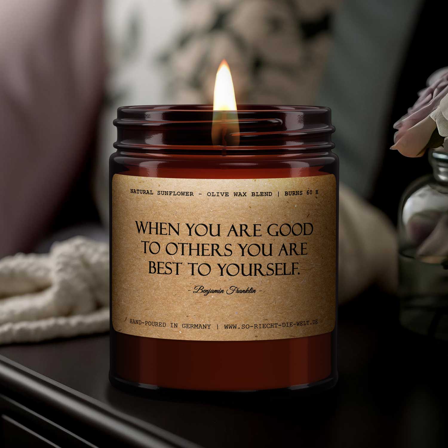 Duftkerze „Be Good" | Zitat Benjamin Franklin | GlowHaus-1