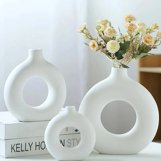 Ceramic Vase | Minimalist Home Decor | White/Beige