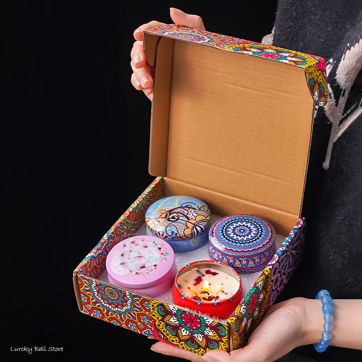 Duftkerzn Set 4 Stück | Handgefertigte Aromakerzen im Geschenkbox