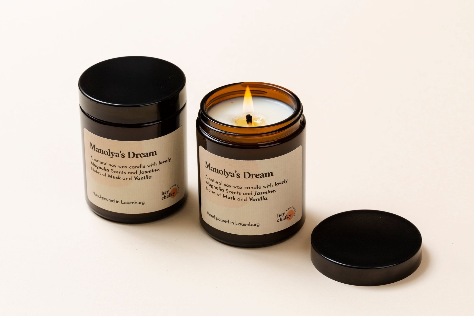 Duftkerze „Manolya's Dream" | Magnolie & weißer Moschus | Handgemacht | 155g - GlowHaus