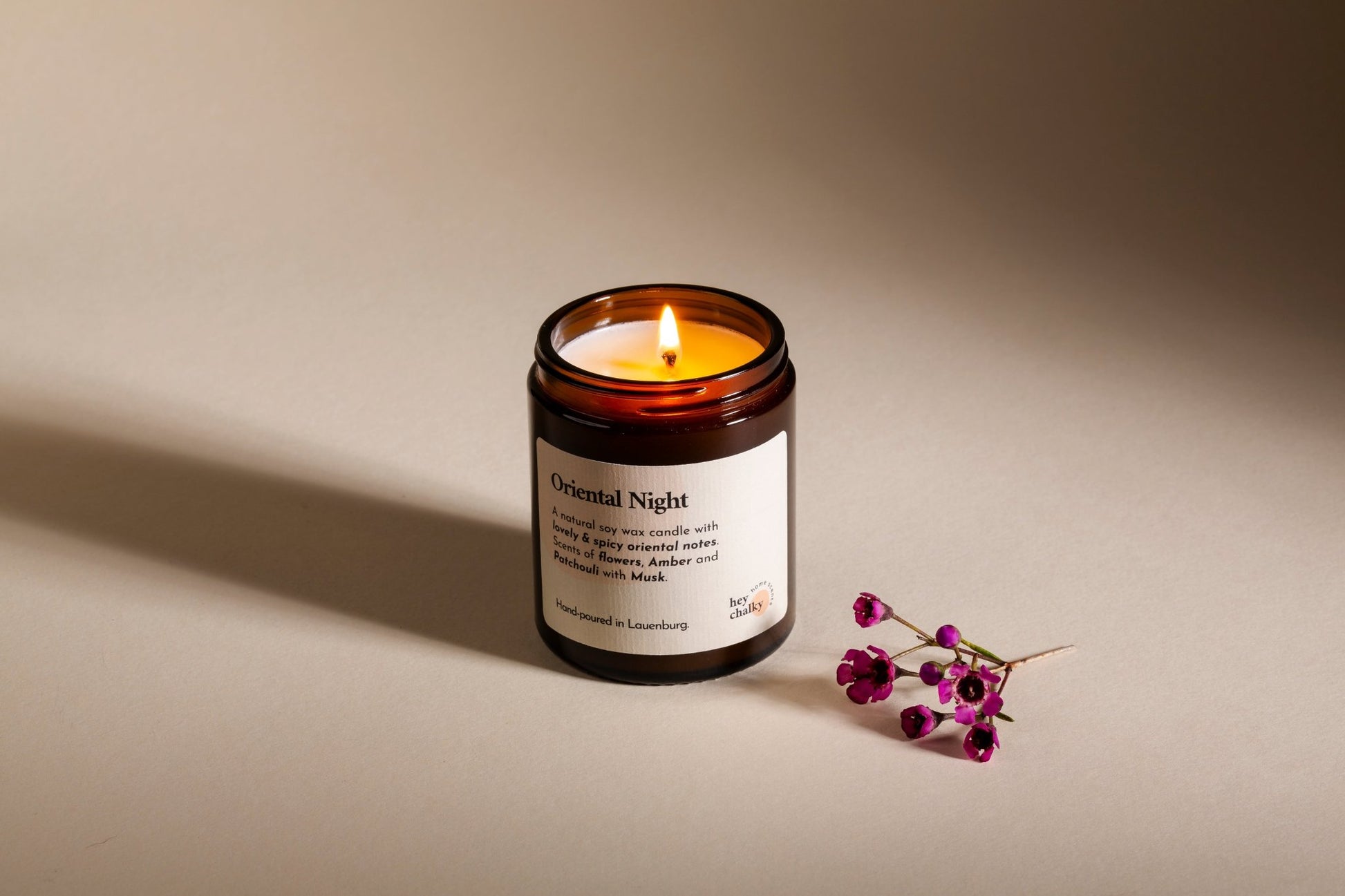 Duftkerze „Oriental Night" | Jasmin, Rose & Amber | Handgemacht | 100g - GlowHaus