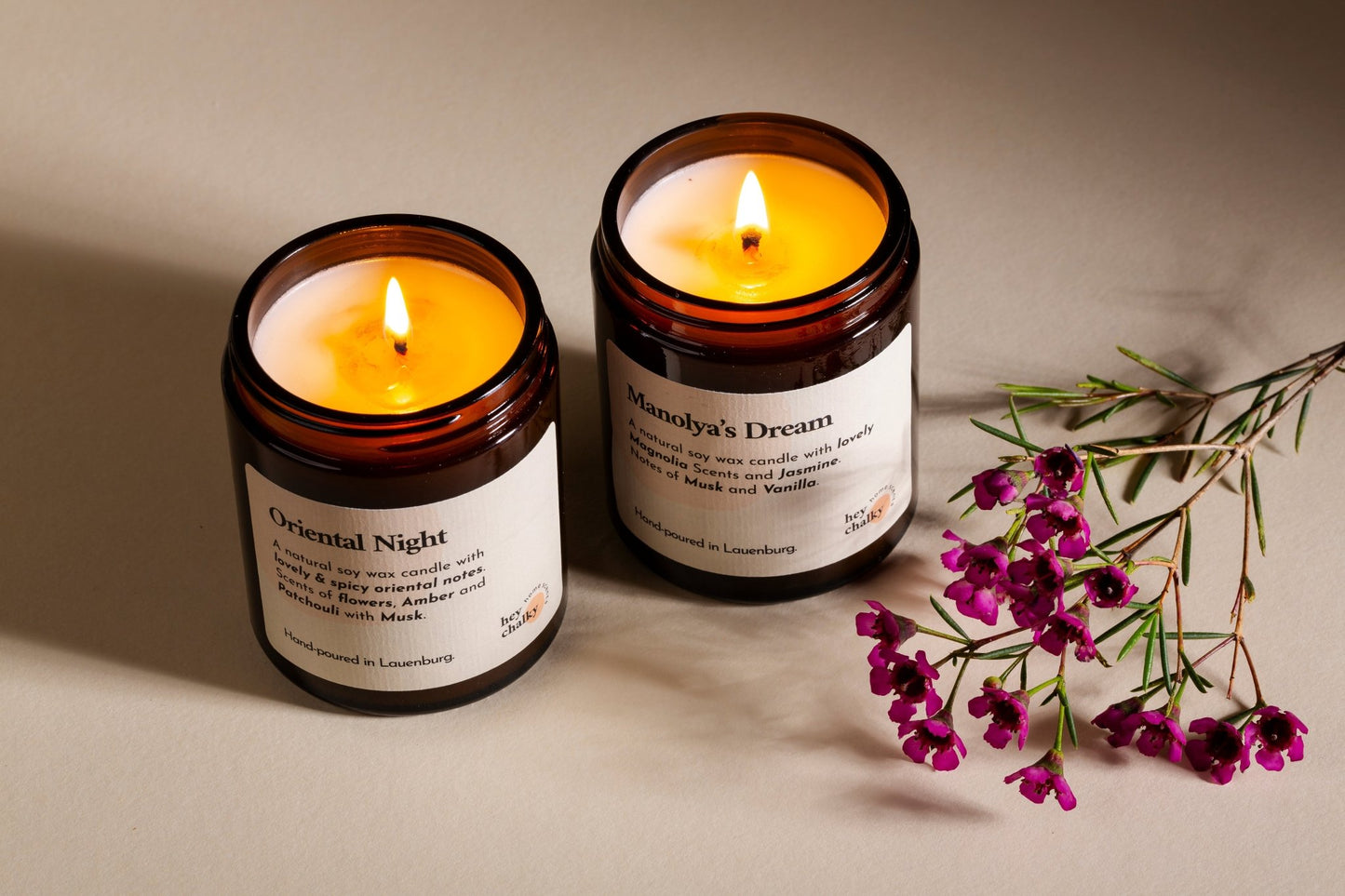 Duftkerze „Oriental Night" | Jasmin, Rose & Amber | Handgemacht | 155g - GlowHaus