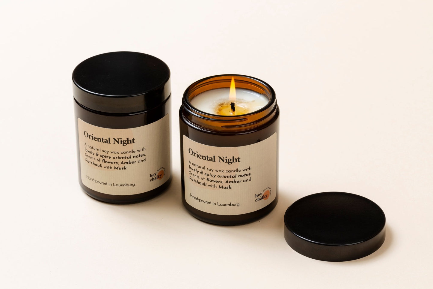 Duftkerze „Oriental Night" | Jasmin, Rose & Amber | Handgemacht | 155g - GlowHaus