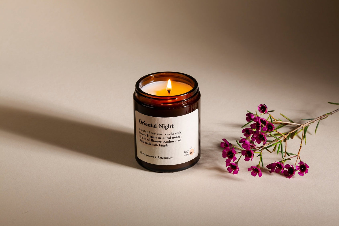 Duftkerze „Oriental Night" | Jasmin, Rose & Amber | Handgemacht | 155g - GlowHaus