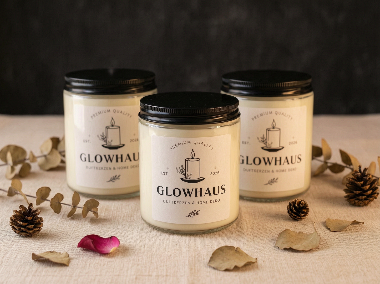 Duftkerze „Tonka & Tabak" | Warm & Sinnlich | Handgemacht | 240ml | GlowHaus